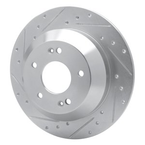 Kia Sorento Brake Rotor (1) - Rear Left - R1 Concepts - Drilled & Slotted - Silver - `15-`20